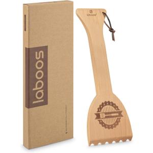 Wooden BBQ Grill Scraper  Beech Wood Griddle Cleaner for Traeger and Other Grills, No Metal Bristles, Safe and Durable Grill Cleaning Tool with Grooved Edge