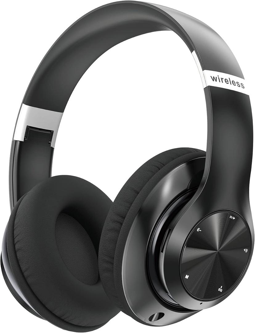 Headphones Wireless Bluetooth with Mic, Wireless Headphones Over Ear with Hi-Fi Audio Deep Bass,3.5MM Cable,Soft-Earpads (NO ANC)