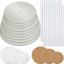 Patelai 89 Pcs Cake Tiered Stacking Kit 8,6,4 Inch Silver Round Cake Boards with Parchment Paper Round and Plastic Dowel Rods for Stacking Support Decorating Supplies