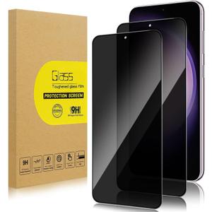 2 Pack Privacy Screen Protector for Samsung Galaxy S23 [Anti-Spy Tempered Glass] [Fingerprint Unlock Support], Anti-Scratch, Bubble-Free, Easy Install 9H Protective Glass for Galaxy S23