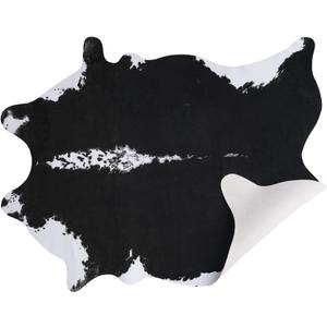 AROGAN Premium Faux Cowhide Rug 158 x 140 cm/5.2 x 4.6 feet, Durable and Large Size Cow Print Rugs, Suitable for Bedroom Living Room Western Decor, Faux Fur Animal Cow Hide Carpet, Black