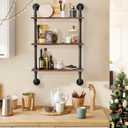 Merapi 24" Industrial Floating Shelves, Pipe Shelves for Wall, 3 Tier Rustic Wood Wall Shelves for Home Décor, Bedroom, Living Room, Bathroom…