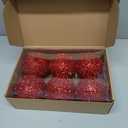 6 Pcs 4 Inch Christmas Tree Tinsel Ornaments for Tree Glitter Sequin Hanging Ornaments Christmas Tinsel Balls Decorations Shatterproof for Xmas Party Holiday Decor(Red)