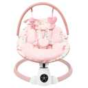 Baby Swing for Infants with 5 Swing Speeds, Portable Electric Baby Swing with Bluetooth, Remote Control & Touch Panel, 5-Point Harness, Indoor & Outdoor Use, Pink