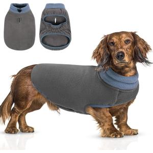 Queenmore Dog Sweater,Soft Fleece Vest Pullover Dogs Jacket with Elastic Stretchable,Warm Winter Dog Coats Cold Weather Doggy Dachshund Sweaters for Small Dogs Cats Boy or Girl (Grey, XL)