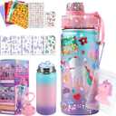 JMMICO Decorate Your Own Water Bottle Kits for Girls Age 4-6-8-10 (Stainless Steel),Unicorn Crafts Kits, Foil Arts and Crafts Gifts, Easter and Birthday Gifts for Girls