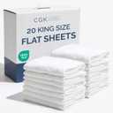 King Size Flat Sheets - Pack of 20 Top Flat Bed Sheets Only - Soft, Comfy, Breathable & Cooling - Hotel Quality, Fade & Wrinkle Free - Easy-Care, Stain & Shrink Resistant Bedding - Oeko-Tex - White