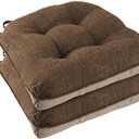 FlyGulls Chair Cushions for Dining Chairs 2 Pack Non Slip Kitchen Chair Cushions 18"x18"x3" Turfted Chair Pads Comfortable and Soft Seat Cushion with Ties (2, Coffee)