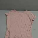 QINSEN Women's Crew Neck Short Sleeve Tees Double Lined Slim Fit T Shirt Basic Y2K Tops (X-Large, Pink)