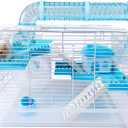Tfwadmx Dwarf Hamster Cage Small Hamster Habitat Mouse Home Small Animal Cage with Tube Exercise Wheel Hut Rat Habitat for Gerbils Mice 18.5x11.8x11.8 Transparent/Blue