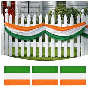 LinaGarten 3Pack St Patrick's Day Bunting Flags 2x20 Ft Ireland Patriotic Decorate Half Fan Flag Irish Green White Orange Stripe Banner Outside Décor Garden Porch