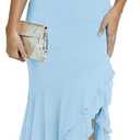 Kaximil Women's Sexy Spaghetti Strap Maxi Dresses Ruched Bodycon Ruffle Mermaid Cocktail Wedding Guest Dress 2026, Small