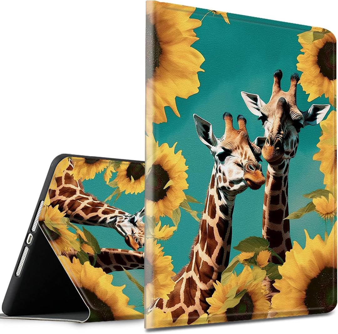 Case for Kinlde Fire HD 10 Tablet Case (11th Generation 2021 Release) Fire HD 10 Plus Case 2021 Slim PU Leather Smart Folio Stand Cover with Auto Wake Sleep, Giraffe Sunflower