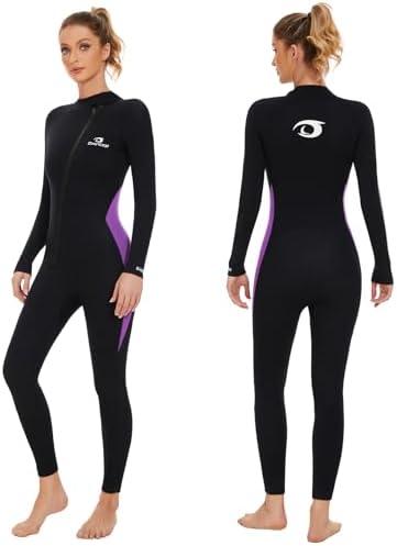 Owntop Wetsuit 5mm Neoprene Diving Suit - Mens Womens Thicken Full Wet Suit, Front Zip Long Sleeve UPF50+ Keep Warm Swimwear for Scuba Surfing Swimming Diving Snorkeling Water Sports, 
Purple S