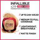 L'Oreal Paris Makeup Infallible Fresh Wear Foundation in a Powder, Up to 24H Wear, Waterproof, Golden Sun, 0.31 oz.