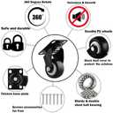 2" Casters Set of 20 Heavy-Duty Industrial Caster Wheels Without Brake PU Wheels Double Ball Bearing Swivel Casters Noiseless for Workbench, Furniture, Plate Castors Black