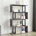 YITAHOME 5-Tier Bookshelf, S-Shaped Z-Shelf Bookshelves and Bookcase, Industrial Freestanding Multifunctional Decorative Storage Shelving for Living Room Home Office, Gray + Black (Grey)