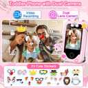 Kids Smart Phone for Girls Toys, Gifts for 3-10 Year Old Girl Boy Christmas Birthday Kids Toys, 2.8" Touchscreen Toddler Learning Cell Toy Phone with Dual Camera, Game, Music Player, 8GB Card Pink, Medium
