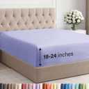 Extra Deep Queen Fitted Sheet - Hotel Luxury Single Fitted Sheet Only - Easily Fits 18 inch to 24 inch Mattress - Ultra Soft, Wrinkle & Fade Free w/Extra Deep Pockets - Breathable & Comfy - Lavender