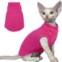 PUMYPOREITY Cat Sweater, Warm Kitten Clothes, Fleece Winter Coat for Hairless Cats, Soft Dog Fleece Vest, Cold Weather Pet Sweater for Dogs and Cats, Rosepink, S