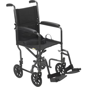 Drive Medical Lightweight Folding Transport Wheelchair - Reliable Mobility Support - Durable Steel Frame - Swing-Away Footrests - Compact Travel Design - Silver (1 Count (Pack of 1))