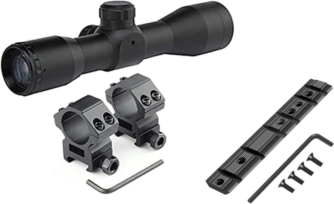GOTICAL Ruger 10/22 and 3/8" Tactical 4x32 Compact Scope Rangefinder - Reticle Hunting Riflescopes Hair Reticle and Ruger 10/22 Weaver '5 PC of Each Size #6-48 Length 6mm/8mm