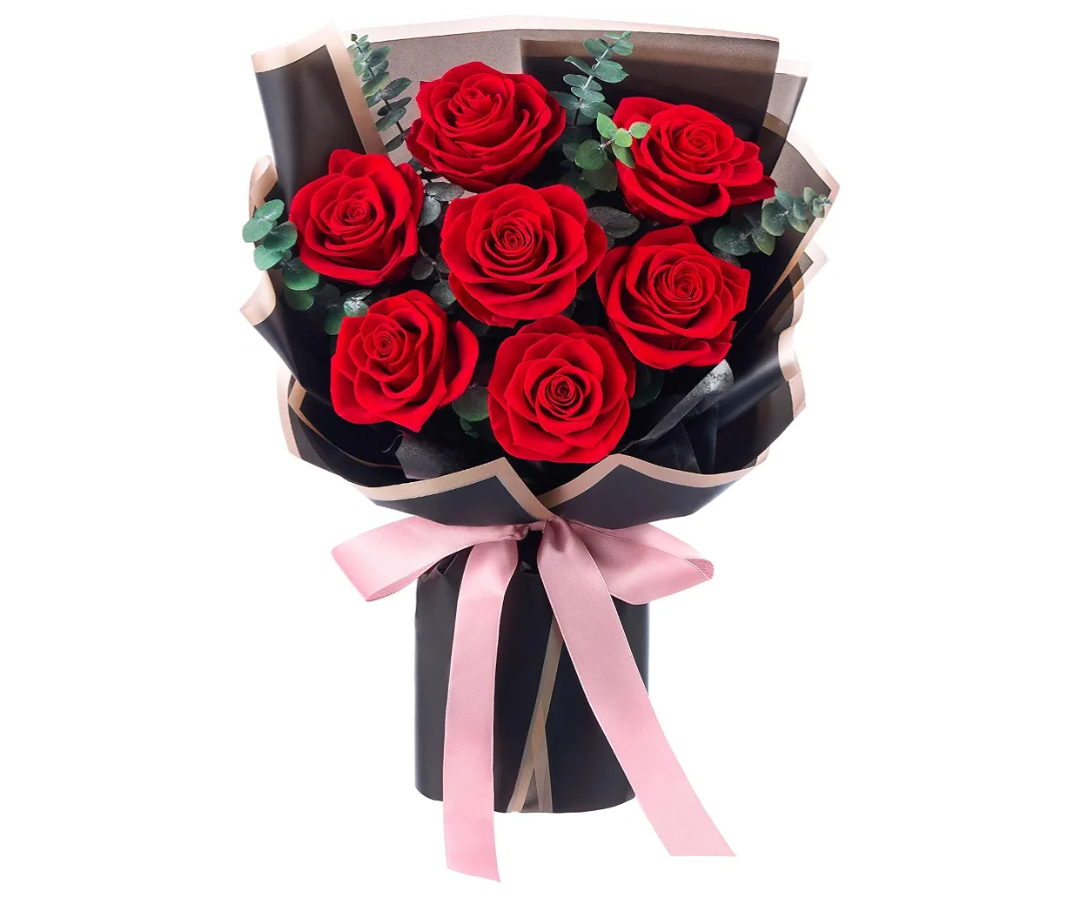 Flower Bouquet Flowers for Delivery Prime 7-Piece Preserved Roses Bouquet Gift for Women Mother Wife Mother Day Wedding Anniversary Birthday (Red Roses)