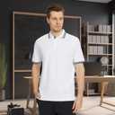 Men's Pique Polo Shirts Long Sleeve Cotton Blend Tipped Casual Collared Polo Shirts Business Classic Fit Medium