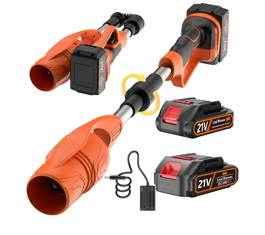 Leaf Blower Cordless with Battery and Charger, 290000 RPM, Folding & Lightweight Turbo Jet Blower for Lawn, Yard, Sidewalk Cleaning-(Orange Leaf Blower Cordless with Battery and Charger, 290000 RPM, Folding & Lightweight Turbo Jet Blower for Lawn, Yard, Sidewalk Cleaning-(Orange