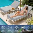 6" Thick Olefin Waterproof 72x21 Chaise Lounge Cushions Outdoor | Lounge Chair Cushion, Removable Cover, Adjustable Tie, Fade-Resistant, for Outdoor Furniture, Poolside, Deck, Light Gray
