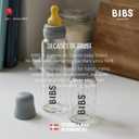 BIBS Baby Glass Bottle. Anti-Colic. Round Natural Rubber Latex Nipple. Supports Natural Breastfeeding, Complete Set - 110 ml, Cloud