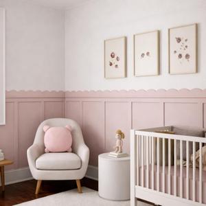 Weysat 12pcs 47''x0.35''x2.35'' Scalloped Board and Batten Wall Panel Kit with Decorative Fan-Shaped Wood Trim, Pre-Cut Prefabricated Wall Panel Set, Paintable, Suitable for Nursery Room Wainscoting