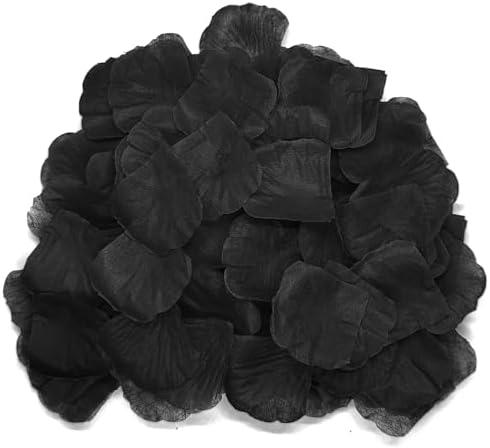 JHFGJGH 500 Pcs Exquisite Black Rose Petals, Emulation Silk Rose Petals, Artificial Flower Petals for Romantic Nights, Weddings, Events, and Valentine's Day Deco (Black)