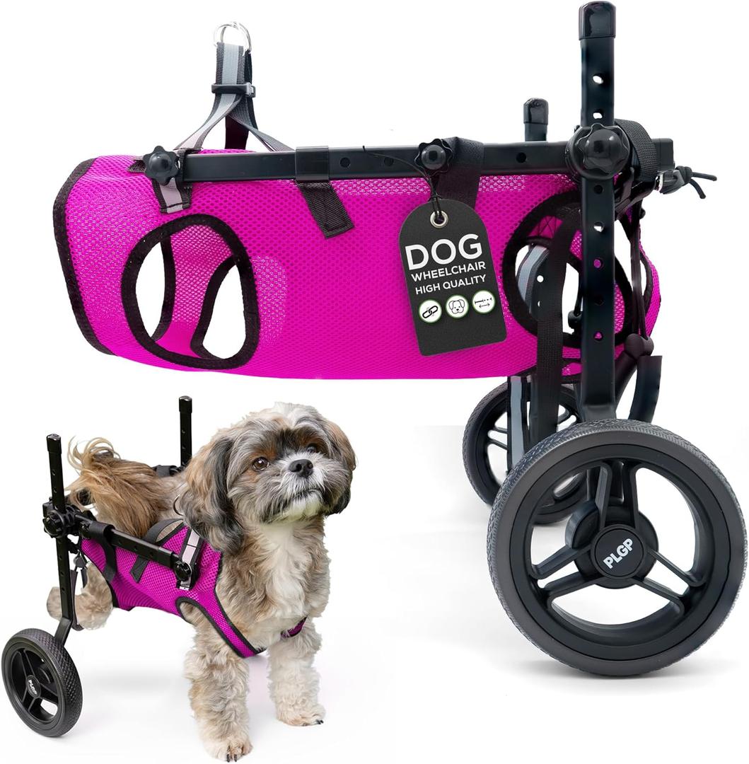 Dog Wheelchair for Back Legs, Dog Wheelchair Cart, Doggy/cat Wheelchairs with Disabled Hind Legs Walking, Mobility Aids for Small Pets Hind Limbs, Dogs Carts with Wheels, Light Weight (Medium, Pink)