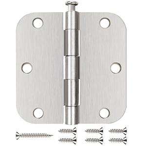 12 Pack Nickel Door Hinges Brushed Nickel 3 1/2 Interior Door Hinges Satin Nickel 3.5 Inch with 5/8” Radius Corners 3 ½"x 3 ½" Silver Hardware Controls JIW Garage Factory