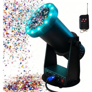 Professional Electric Confetti Machine with LED Lights, 1500W DMX Control Digital Confetti Cannon for Birthday, Weddings, DJ Party, Stage Shows, Concert Event Show, Powerful Output