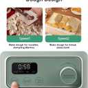 MOKKOM Electric Dough Maker with Proof Dough Function, Microcomputer Timing, 6.34Qt 304 Stainless Steel Bowl, Household Dough Maker Kitchen Flour Kneading Machine, Green