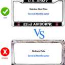 US Army 82nd Airborne Durable License Plate Frame,Veteran US Army Customazible Script Metal License Plate Frame for US Standard Car License (MY008junduiwai369)