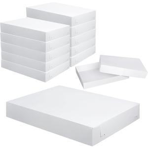 12 Pack Full Sheet Cake Box 26 x 18 x 4 Inch Non Window Bakery Tray Full Sheet Cup Cake Box for Party Bread Display Kitchen Bakery Home Birthday (White)