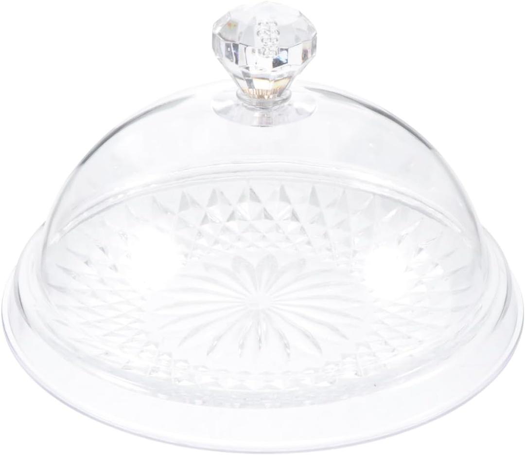 Cake Cover Lid for Stand 16cm, Acrylic Cake Plate with Dome Plastic Food Serving Platter with Lid Food Stand Round Bread Dish Plate for Christmas Party Entertaining