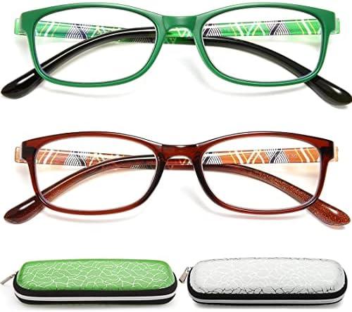 EYEURL Reading Glasses For Men Women - Blue Light Blocking Glasses Reduce Eyestrain - 2 Pack TR90 Frame Lightweight +2.5