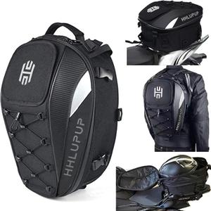 Motorcycle Tail Bag Seat Helmet Large Capacity Dual Use Motorcycle Backpack, 25L-38L Waterproof Luggage Bags White