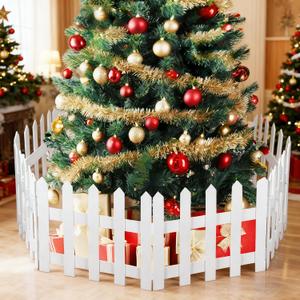 10 Pack Wooden Christmas Tree Fence,Extre Height 16 Christmas Tree Gate, White Fence for Cat, Small Dog, Suit for New Year Decoration