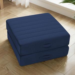 MeMoreCool Square Floor Pillows for Adults Kids, 2 Sets Large Meditation Cushion with 5" Thick Foam and Washable Tufted Cover, 24 Inch Navy Seat Floor Cushions for Sitting and Yoga