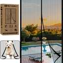 Screen Door Mesh with Magnet Mosquito Screen Doors Magnetic Black Fits Door Size up to 34" x 82",Actual Screen Size 36" x 83", Keep Bugs Out Frame Hook & Loop, Hands Free, Pet & Kid Friendly