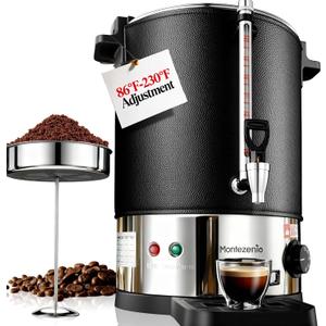 Tsukiko 100 Cup Commercial Coffee Urn with Temp Control, Extra Large Coffee Maker | 1500W Double Insulated 304 Stainless Steel Coffee Dispenser Hot Water Urn with for Home Party Office Catering