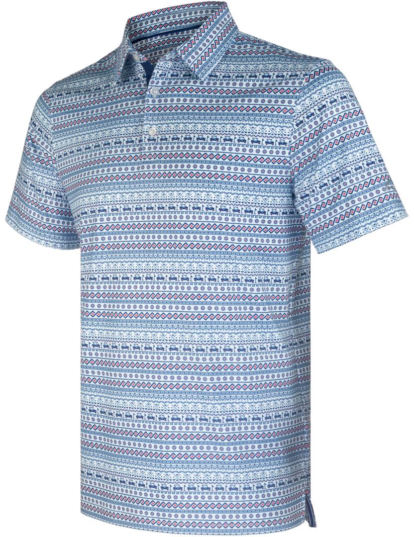 GORENZI White Striped Golf Shirts for Men Short Sleeve Performance Polo (Blue, XL)