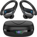 Wireless Earbuds, Sports Bluetooth Headphones, 80Hrs Playtime Ear Buds with LED Power Display, Noise Canceling Headset, IPX7 Waterproof Earphones for Workout/Running/Sports(CA-Black)