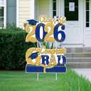 Graduation Decorations Class of 2026, Large Size Graduation Yard Signs, Congrats Grad Yard Sign with Stakes, Graduation Party Decorations Outdoor (Blue & Gold)