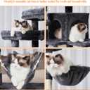 Heybly Cat Tree, 71-Inch-Tall Tower for Indoor Cats with 2 Perches, 2 Big Condos, 2 Hammocks, Basket, Scratching Pad, Large Cat Furniture and Condo, Smoky Gray HCT034G